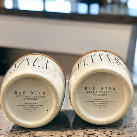 Rae Dunn by Magenta Salt and Pepper Cellars with Wood Lids - Picture 3 of 5